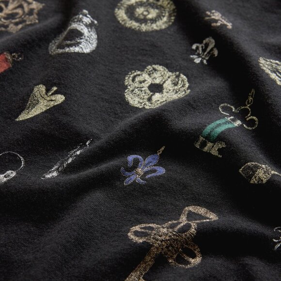 John Varvatos Men's Short Sleeve Pendants Glitter Graphic Crew T-Shirt Black - Picture 3 of 6